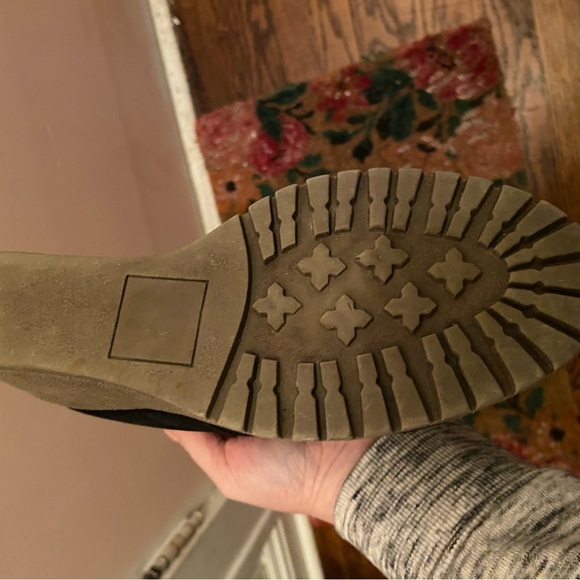 Lane Bryant Black Suede Ankle Zip Bootie Wedge Lace Up - Picture 4 of 5